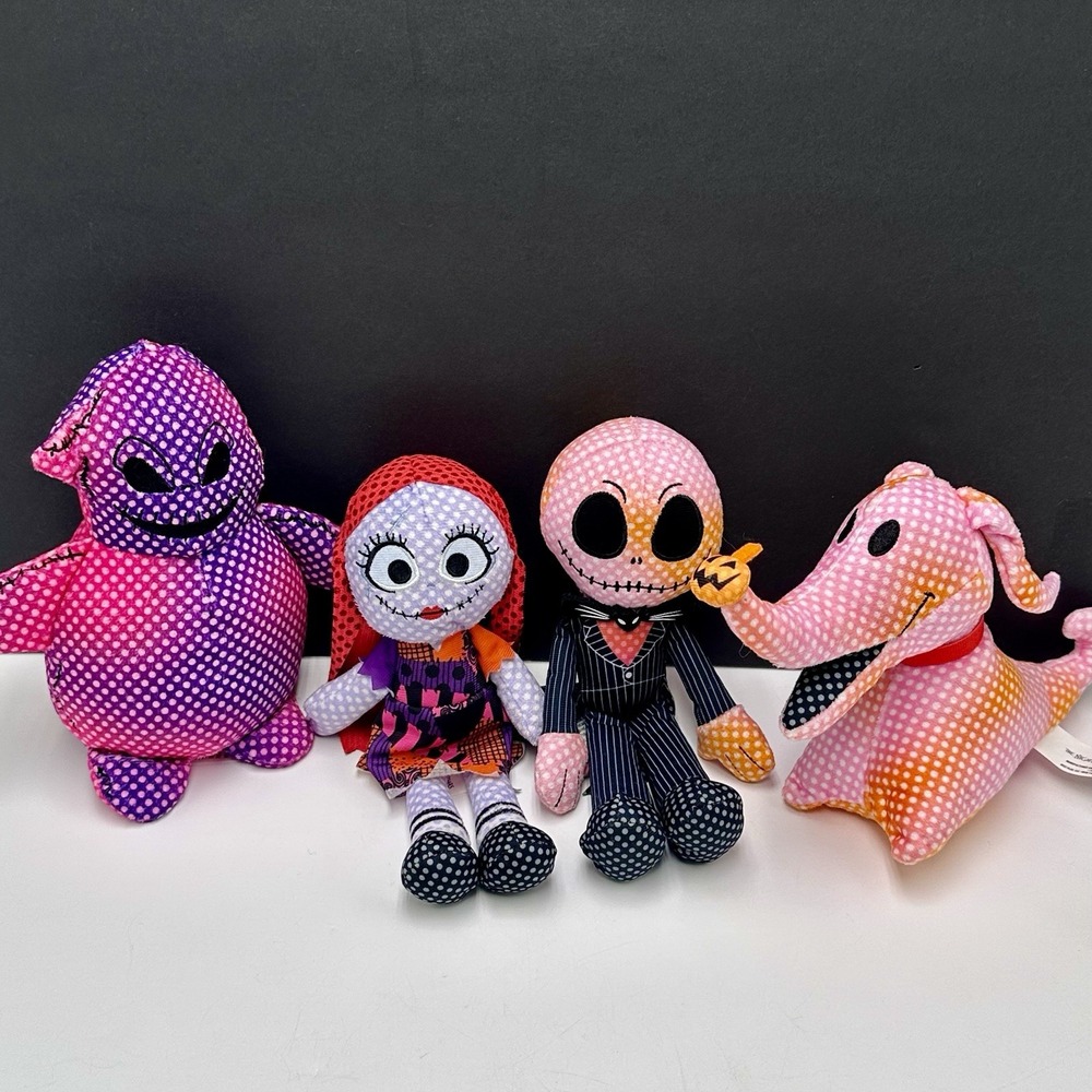 Disney Tim Burtons The Nightmare Before Christmas Neon Plush Stuffed Figure 4 Pk